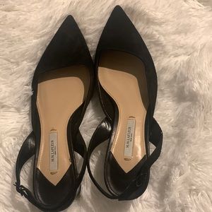 MM Lafleur Irene Black Pointed-Toe Suede Slingback Heels Size 39